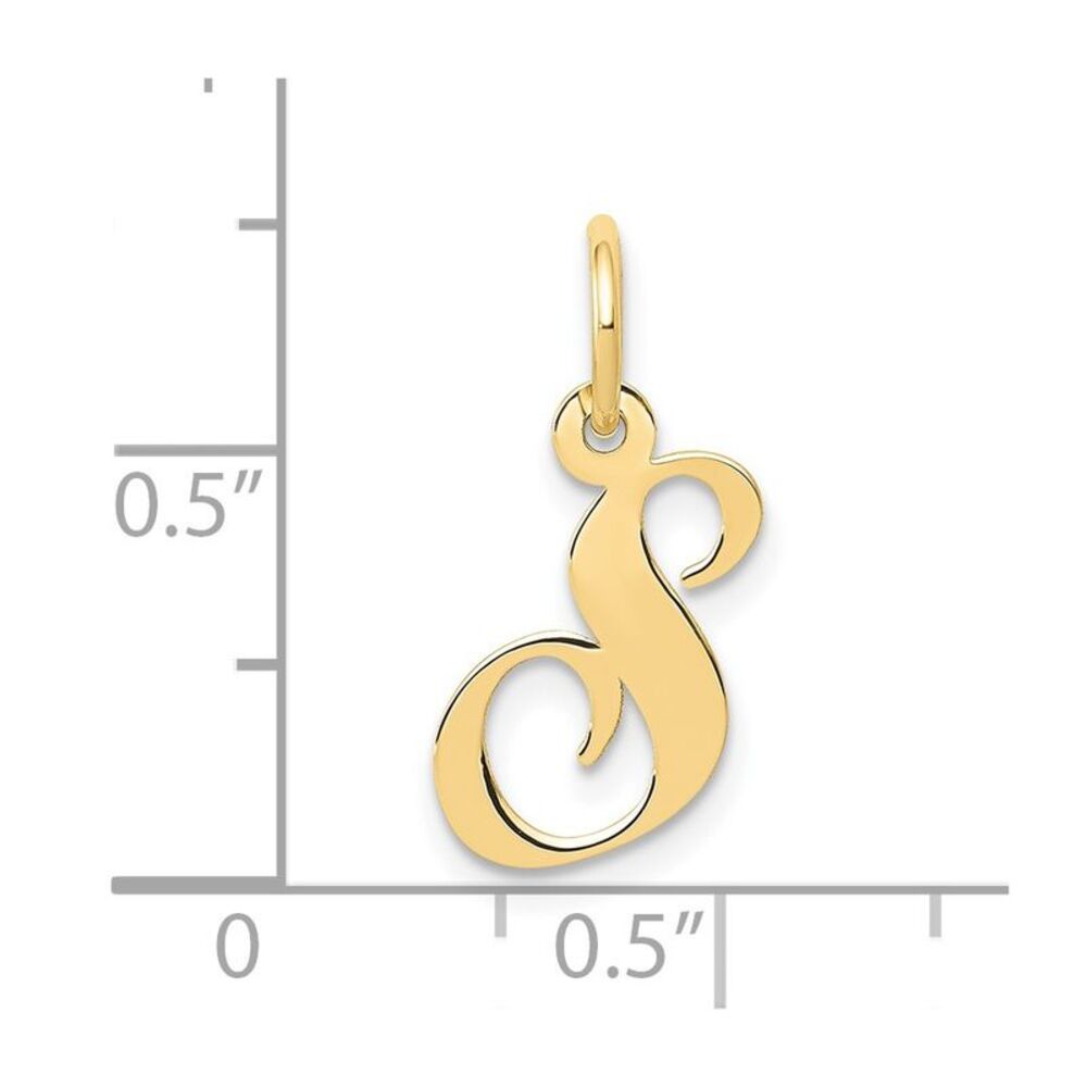 10k Yellow Gold Small Fancy Script Initial S Charm - image 3
